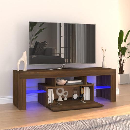 TV-taso LED-valoilla ruskea tammi 120x35x40 cm - Sisustajankoti.fi