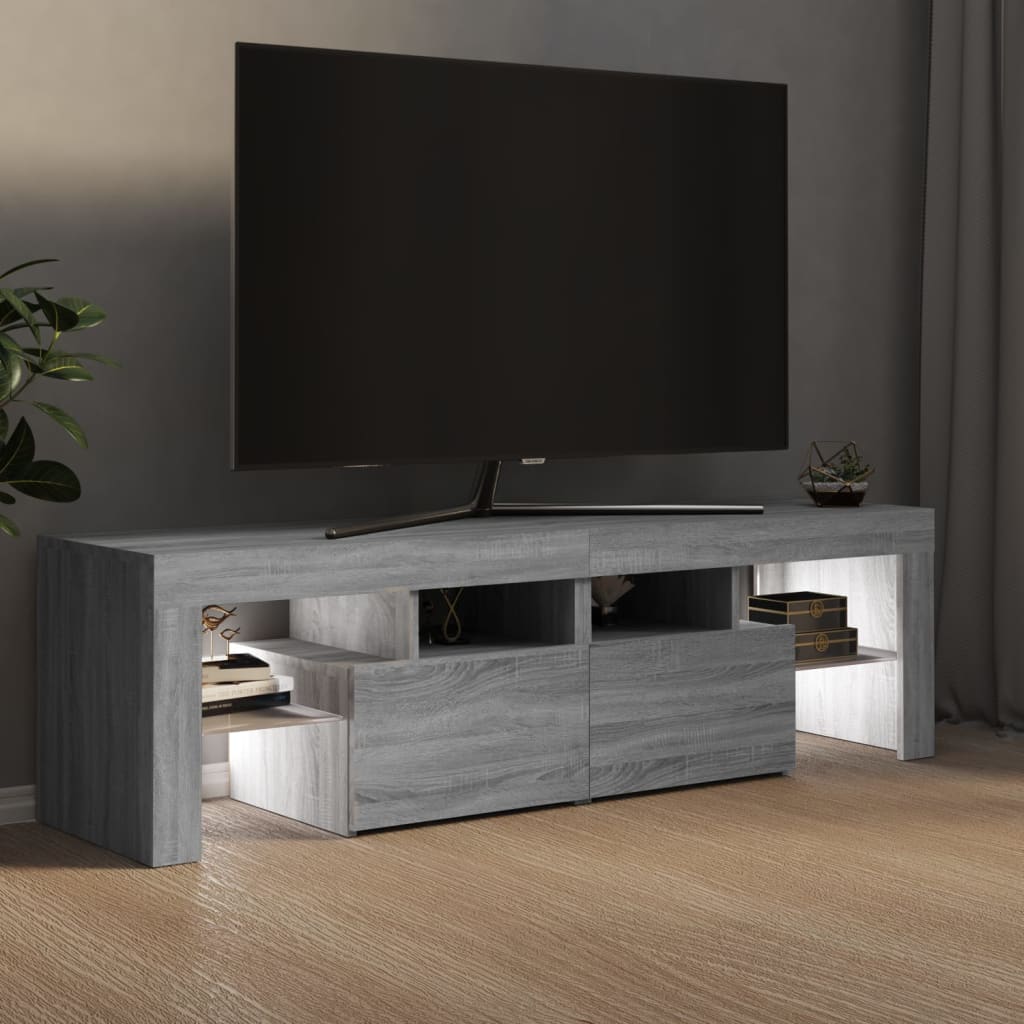 TV-taso LED-valoilla harmaa Sonoma 140x36,5x40 cm - Sisustajankoti.fi