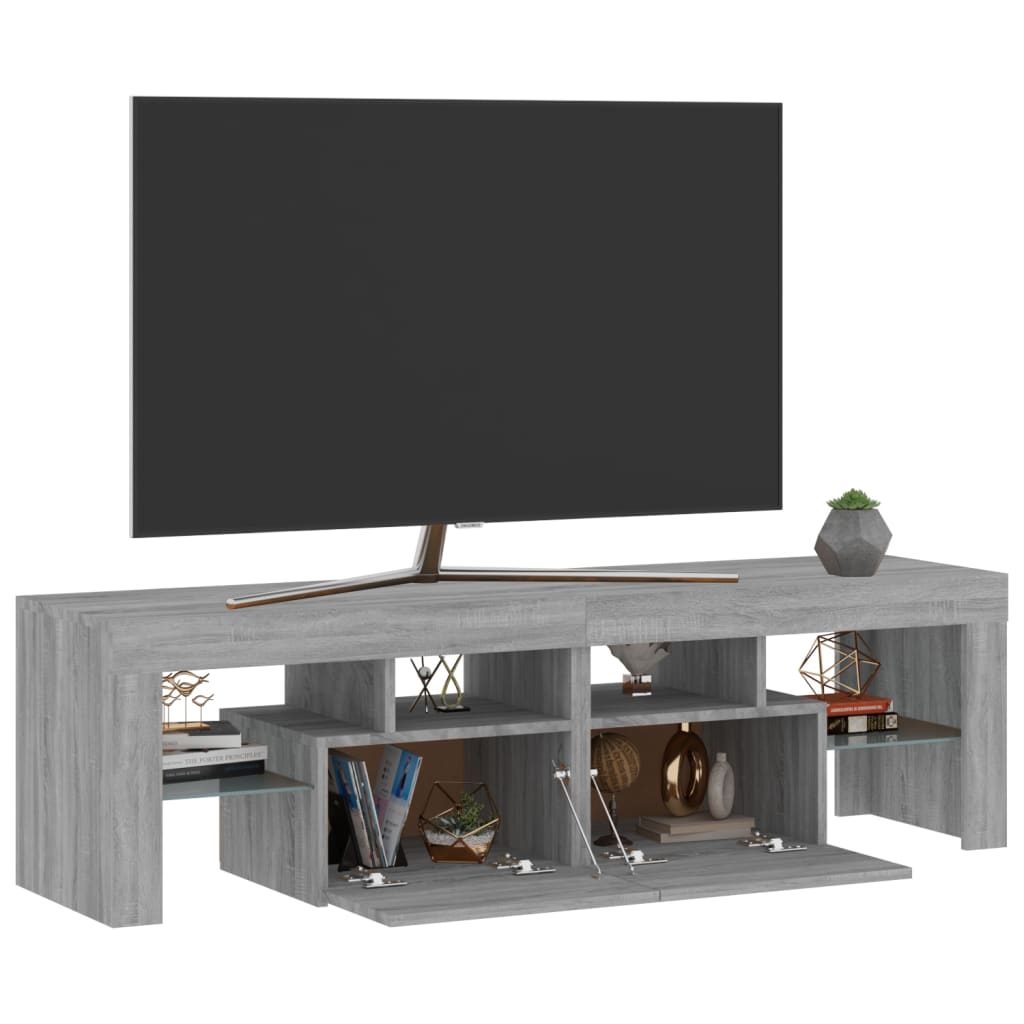 TV-taso LED-valoilla harmaa Sonoma 140x36,5x40 cm - Sisustajankoti.fi