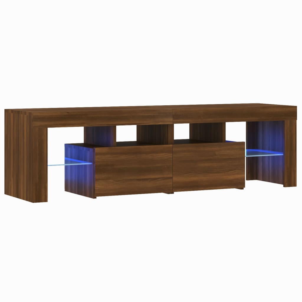 TV-taso LED-valoilla ruskea tammi 140x36,5x40 cm - Sisustajankoti.fi