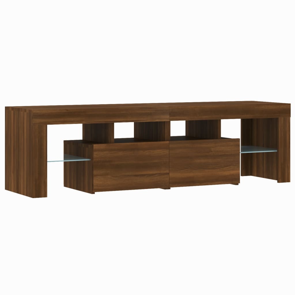 TV-taso LED-valoilla ruskea tammi 140x36,5x40 cm - Sisustajankoti.fi