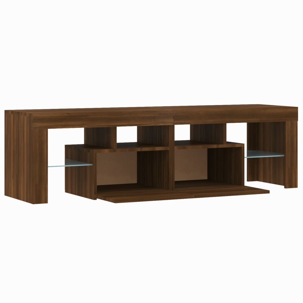 TV-taso LED-valoilla ruskea tammi 140x36,5x40 cm - Sisustajankoti.fi