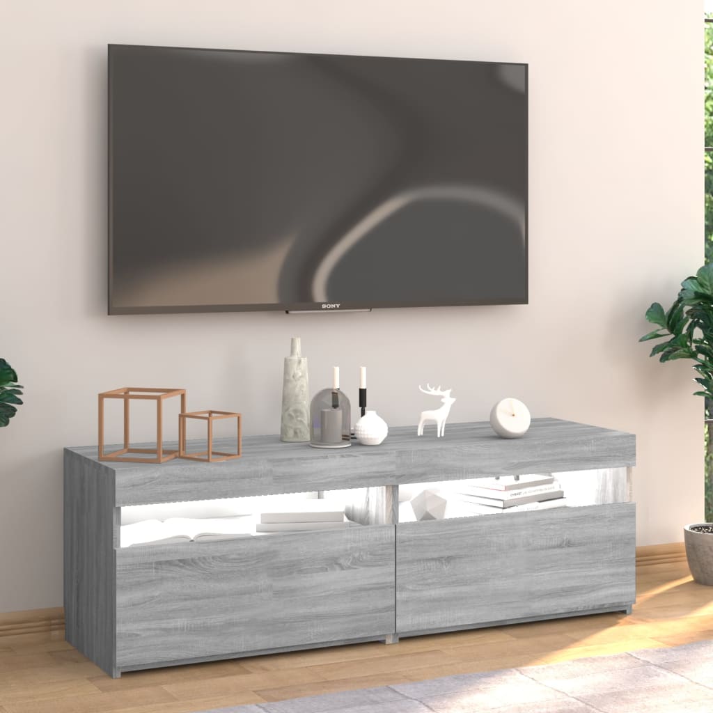 TV-taso LED-valoilla harmaa Sonoma 120x35x40 cm - Sisustajankoti.fi