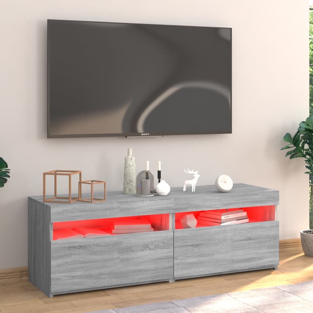 TV-taso LED-valoilla harmaa Sonoma 120x35x40 cm - Sisustajankoti.fi
