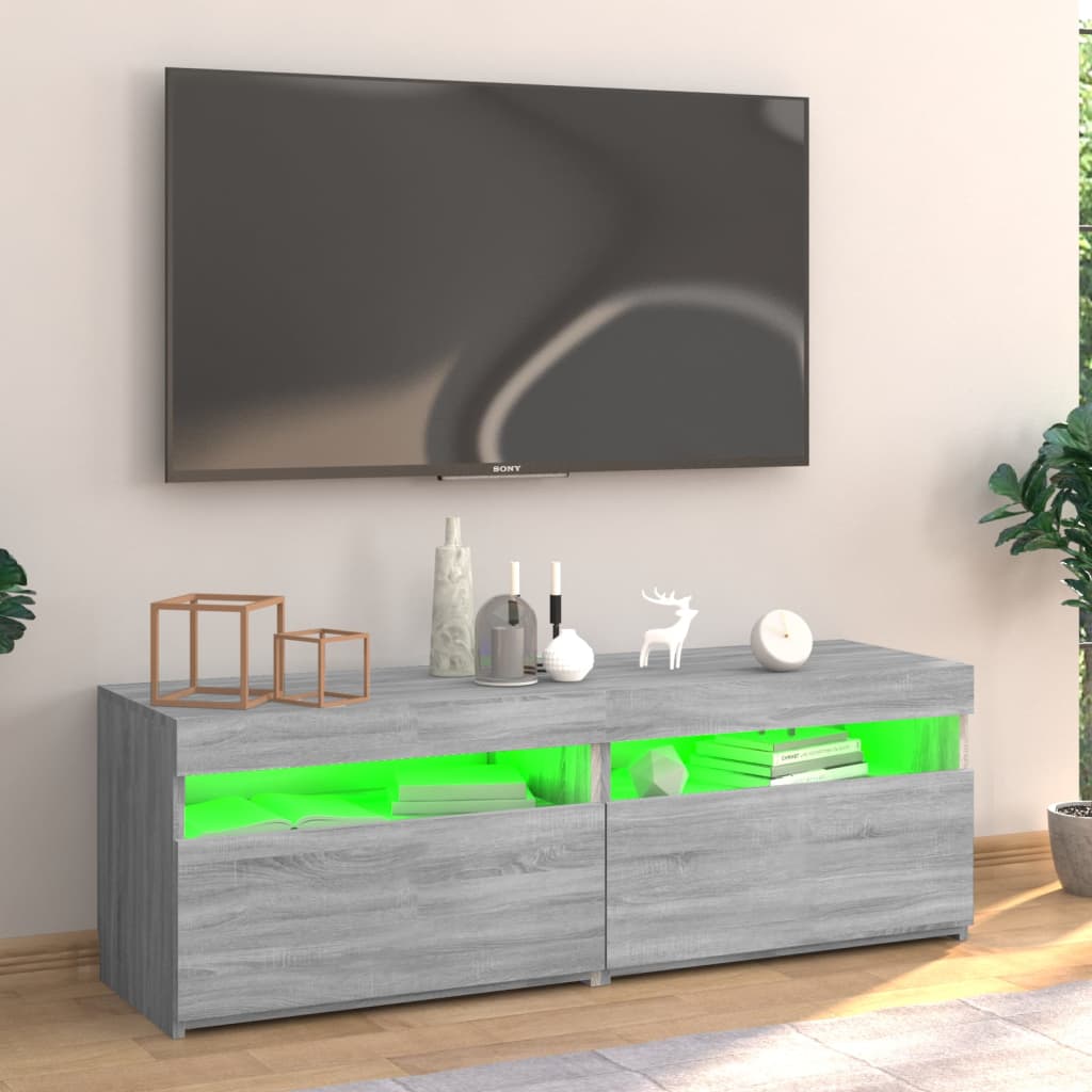 TV-taso LED-valoilla harmaa Sonoma 120x35x40 cm - Sisustajankoti.fi