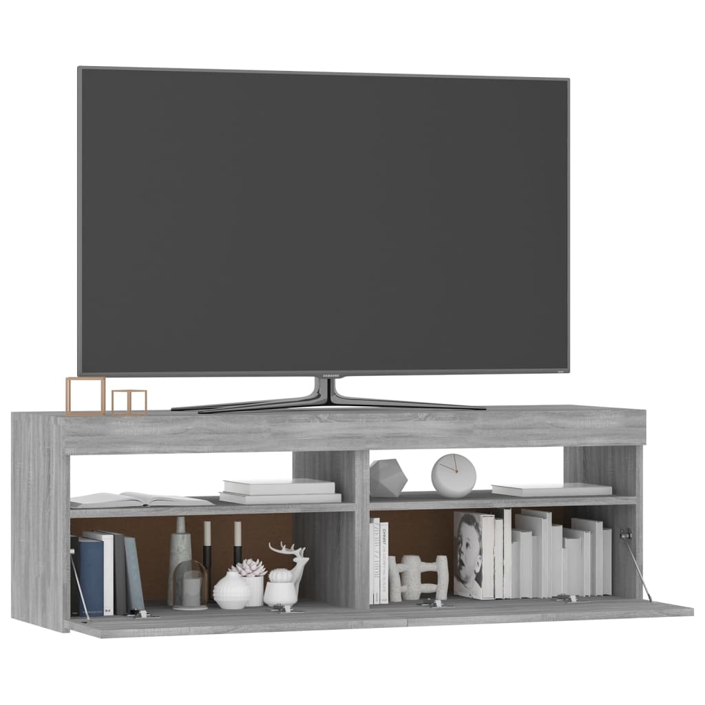 TV-taso LED-valoilla harmaa Sonoma 120x35x40 cm - Sisustajankoti.fi