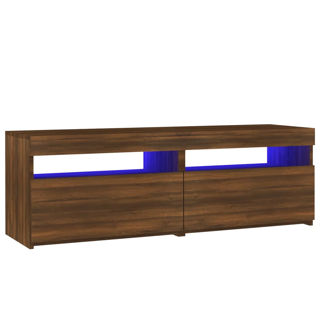 TV-taso LED-valoilla ruskea tammi 120x35x40 cm - Sisustajankoti.fi