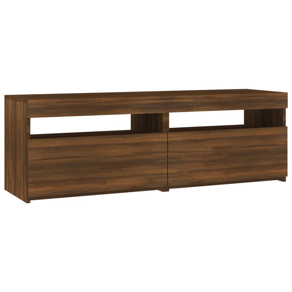 TV-taso LED-valoilla ruskea tammi 120x35x40 cm - Sisustajankoti.fi