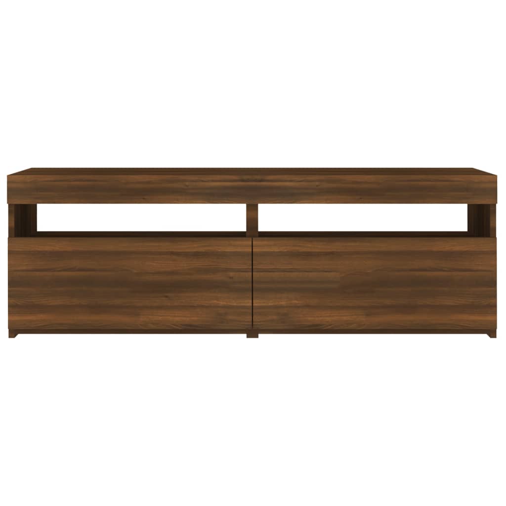 TV-taso LED-valoilla ruskea tammi 120x35x40 cm - Sisustajankoti.fi