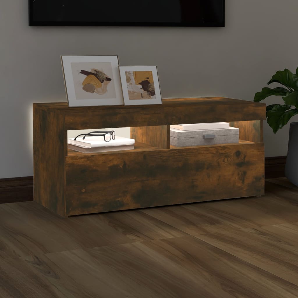 TV-taso LED-valoilla savutammi 90x35x40 cm - Sisustajankoti.fi
