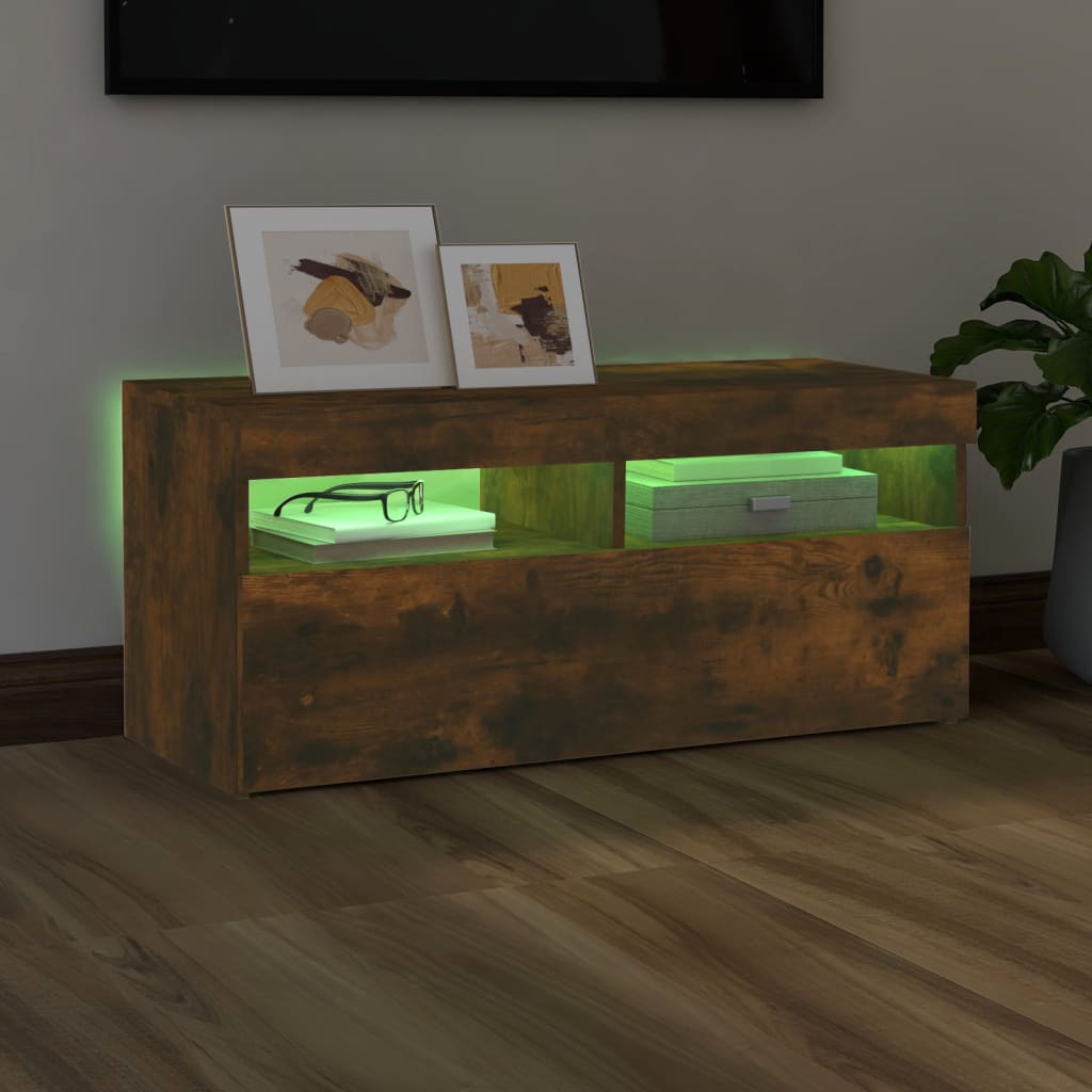 TV-taso LED-valoilla savutammi 90x35x40 cm - Sisustajankoti.fi