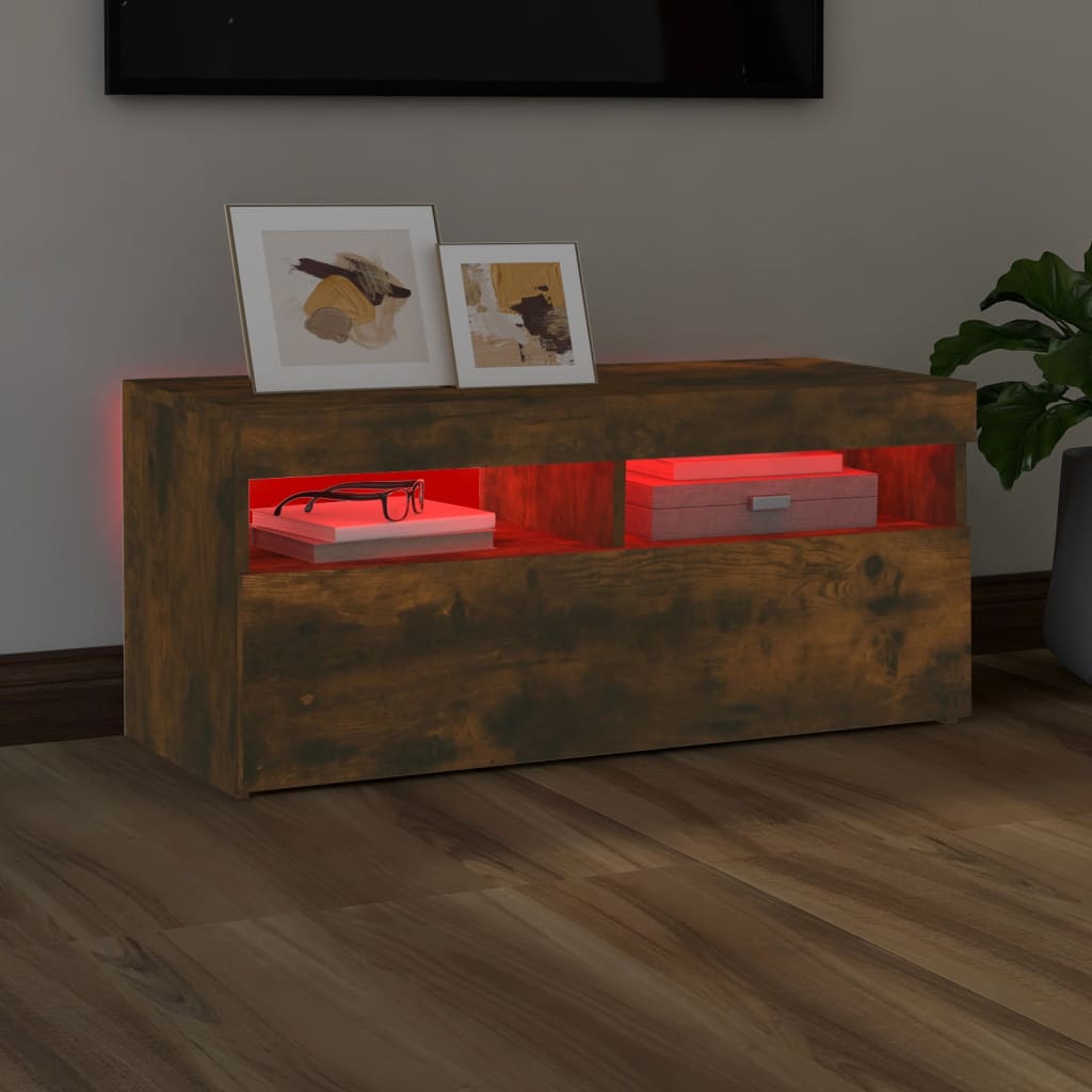 TV-taso LED-valoilla savutammi 90x35x40 cm - Sisustajankoti.fi