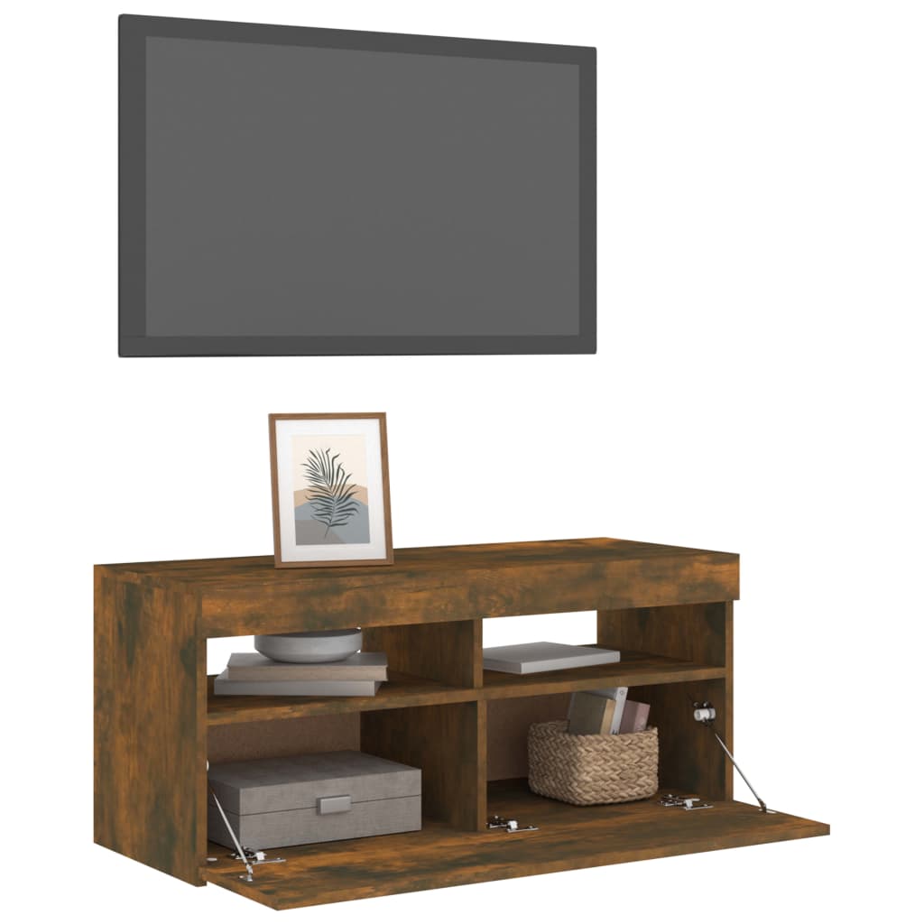 TV-taso LED-valoilla savutammi 90x35x40 cm - Sisustajankoti.fi