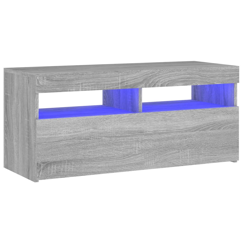 TV-taso LED-valoilla harmaa Sonoma 90x35x40 cm - Sisustajankoti.fi