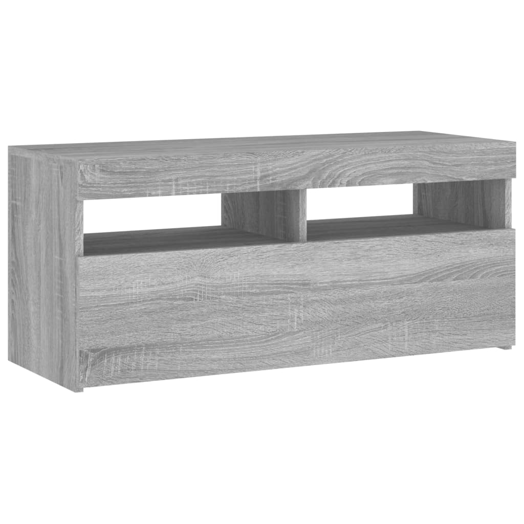 TV-taso LED-valoilla harmaa Sonoma 90x35x40 cm - Sisustajankoti.fi