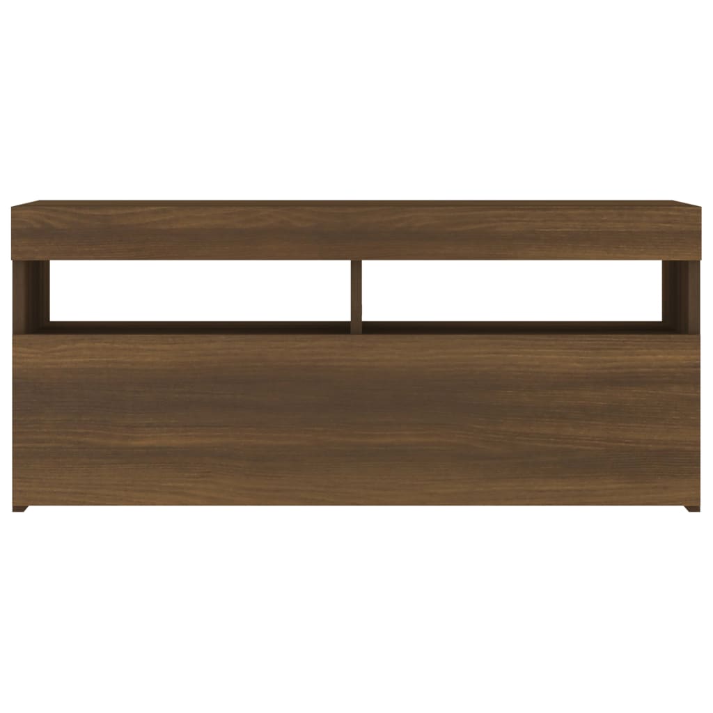 TV-taso LED-valoilla ruskea tammi 90x35x40 cm - Sisustajankoti.fi