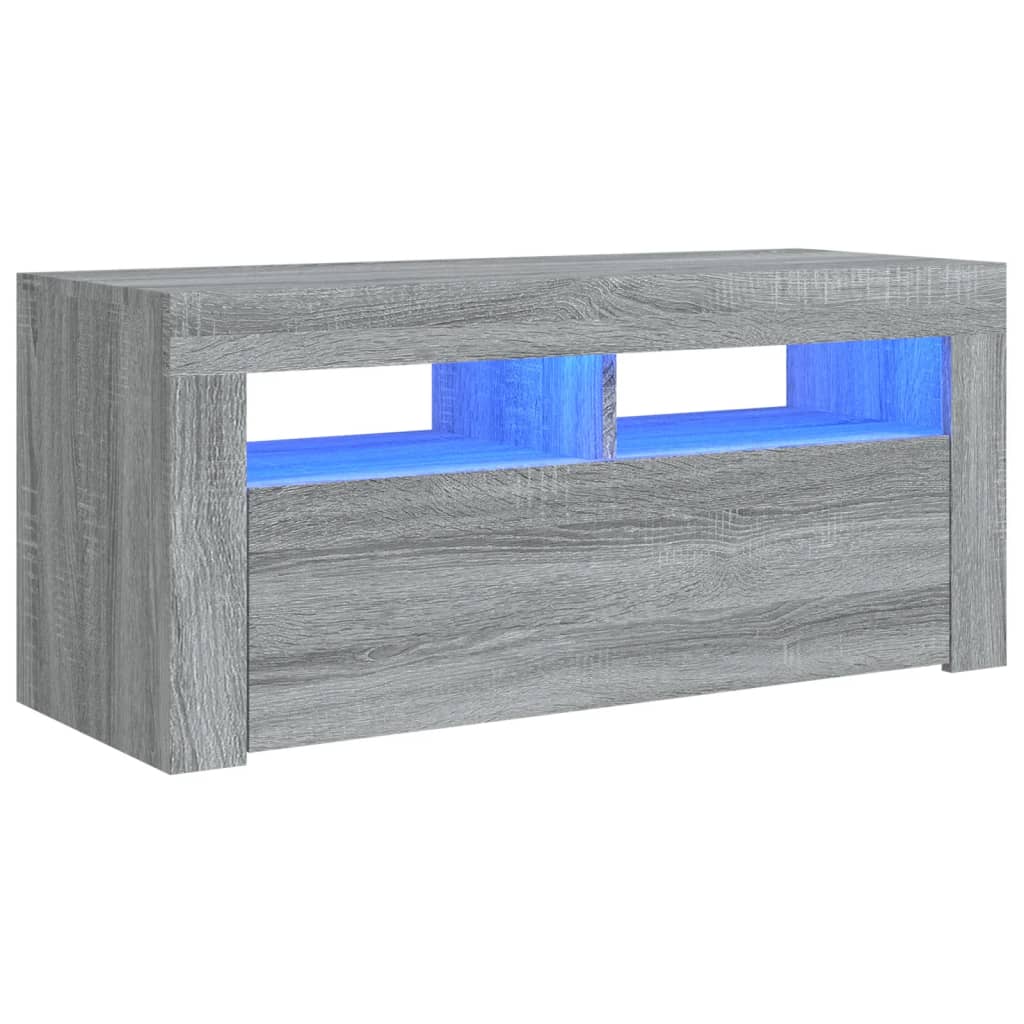 TV-taso LED-valoilla harmaa Sonoma 90x35x40 cm - Sisustajankoti.fi