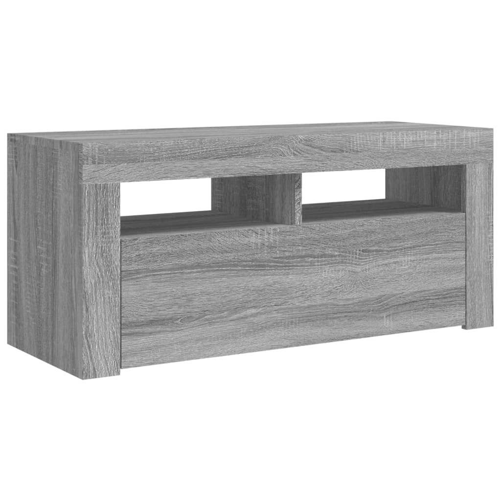 TV-taso LED-valoilla harmaa Sonoma 90x35x40 cm - Sisustajankoti.fi