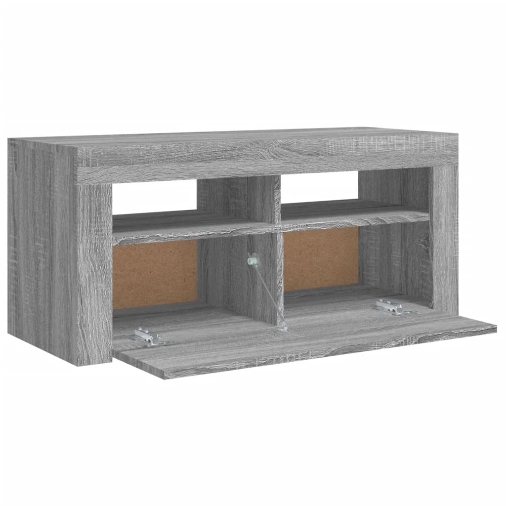 TV-taso LED-valoilla harmaa Sonoma 90x35x40 cm - Sisustajankoti.fi