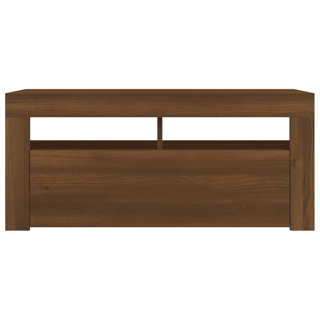 TV-taso LED-valoilla ruskea tammi 90x35x40 cm - Sisustajankoti.fi