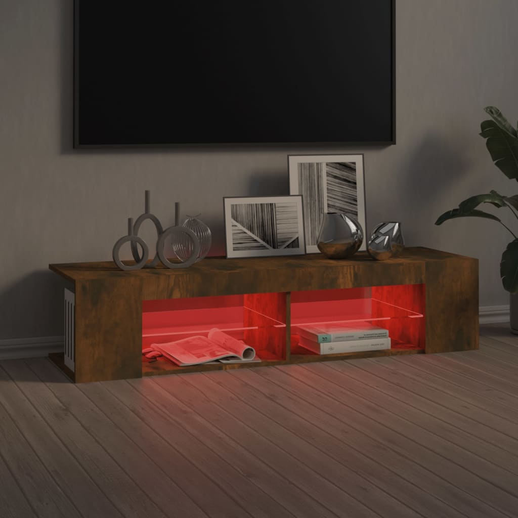 TV-taso LED-valoilla savutammi 135x39x30 cm - Sisustajankoti.fi