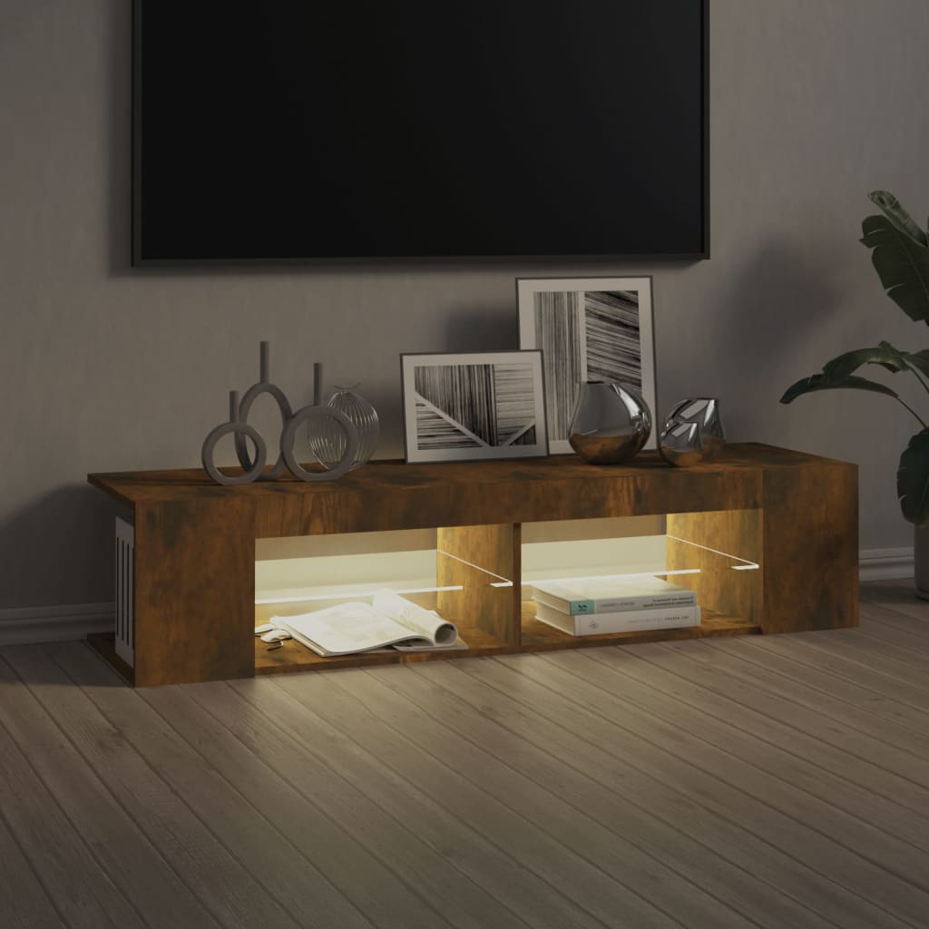 TV-taso LED-valoilla savutammi 135x39x30 cm - Sisustajankoti.fi