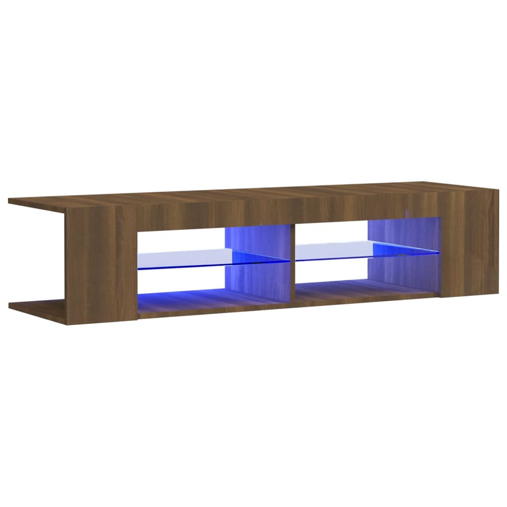 TV-taso LED-valoilla ruskea tammi 135x39x30 cm - Sisustajankoti.fi