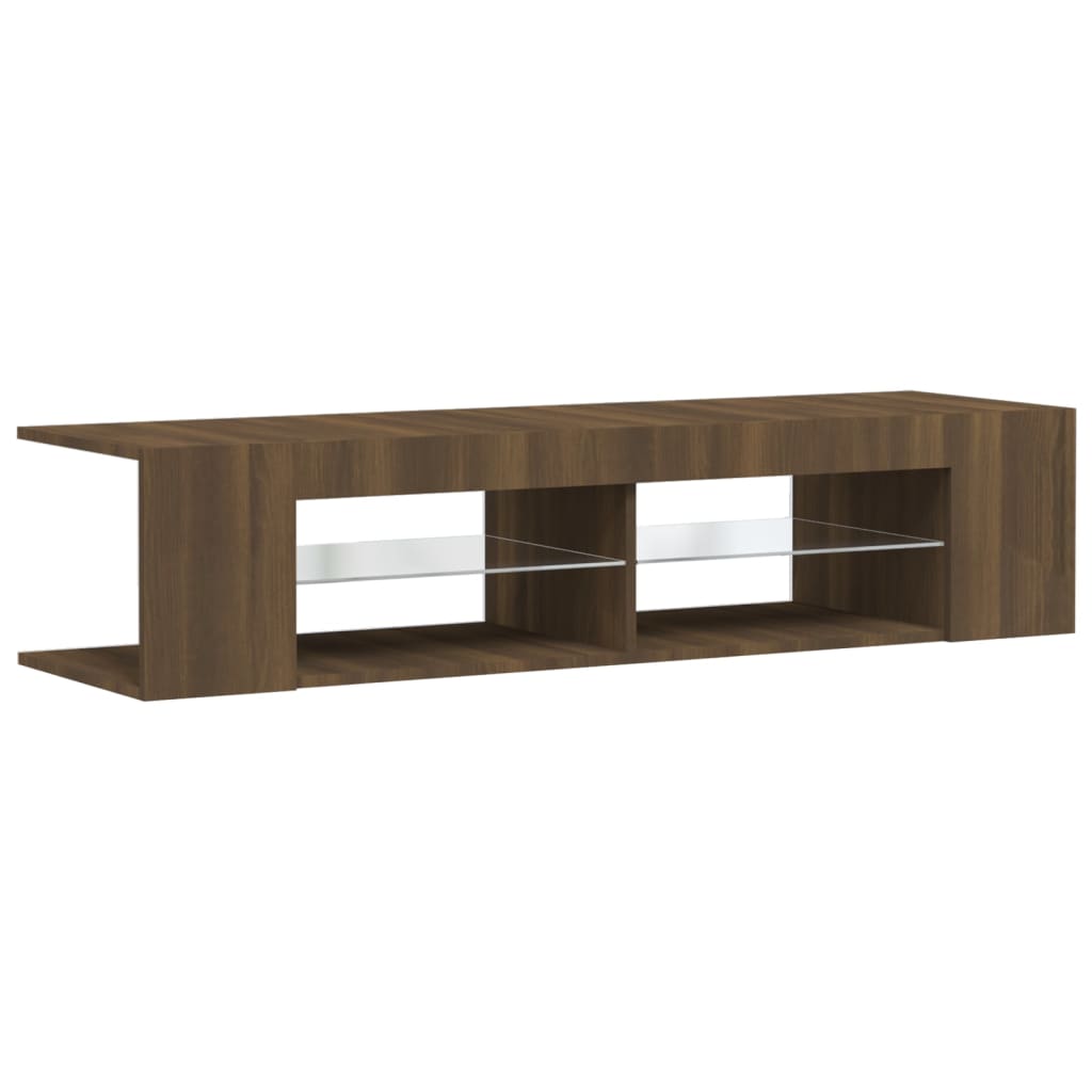 TV-taso LED-valoilla ruskea tammi 135x39x30 cm - Sisustajankoti.fi