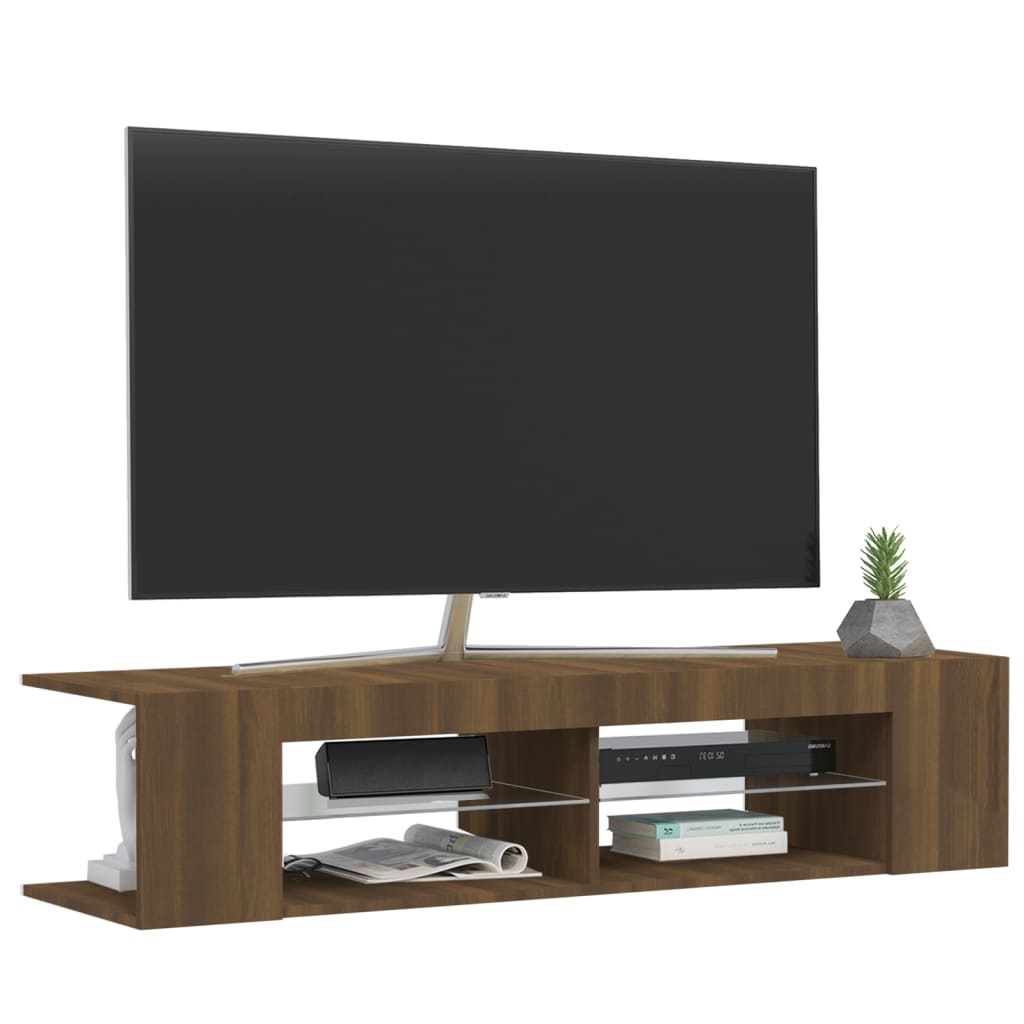 TV-taso LED-valoilla ruskea tammi 135x39x30 cm - Sisustajankoti.fi