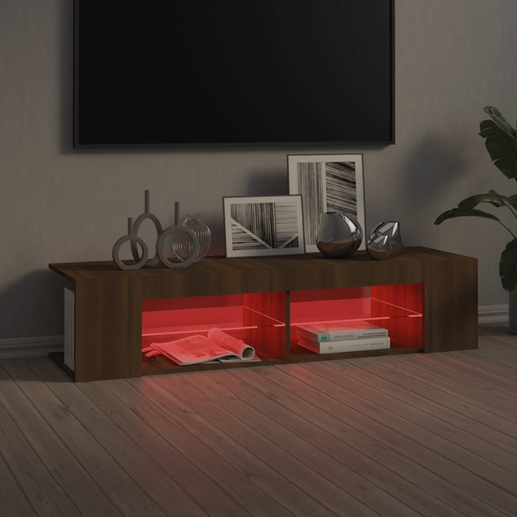TV-taso LED-valoilla ruskea tammi 135x39x30 cm - Sisustajankoti.fi