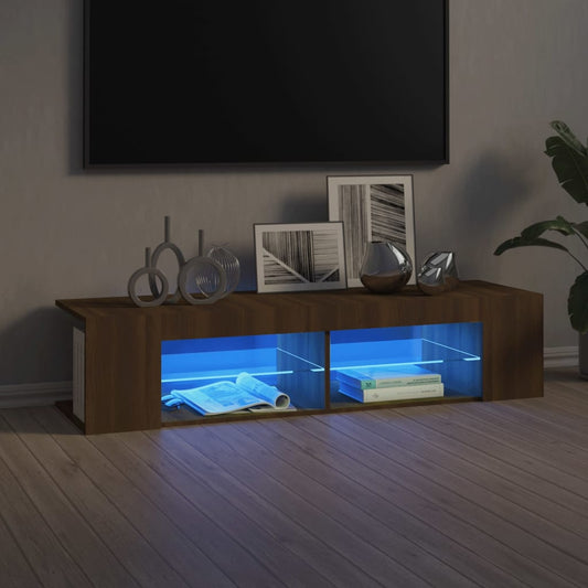 TV-taso LED-valoilla ruskea tammi 135x39x30 cm - Sisustajankoti.fi