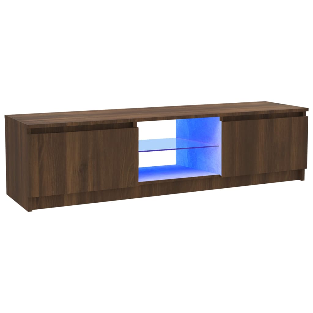 TV-taso LED-valoilla ruskea tammi 120x30x35,5 cm - Sisustajankoti.fi