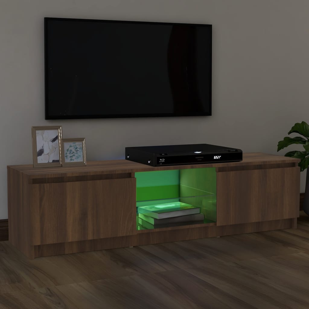 TV-taso LED-valoilla ruskea tammi 120x30x35,5 cm - Sisustajankoti.fi