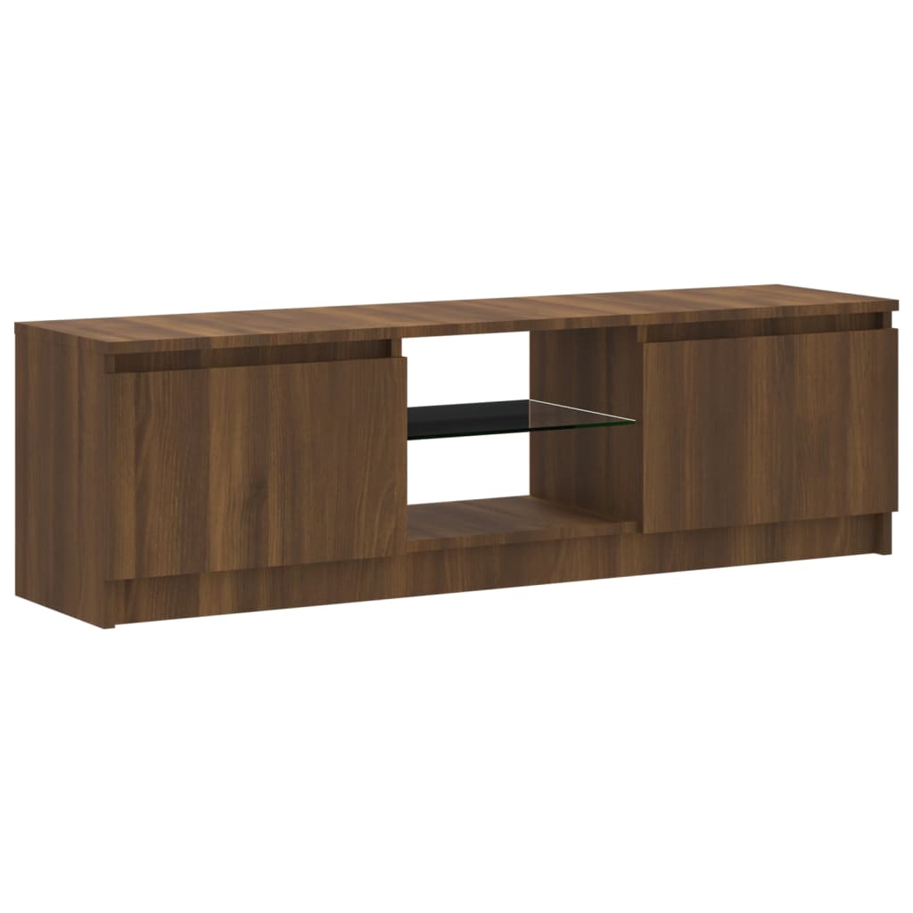 TV-taso LED-valoilla ruskea tammi 120x30x35,5 cm - Sisustajankoti.fi
