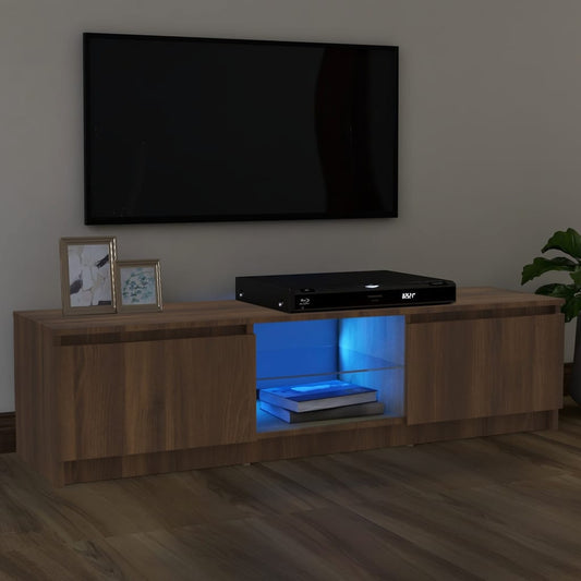 TV-taso LED-valoilla ruskea tammi 120x30x35,5 cm - Sisustajankoti.fi