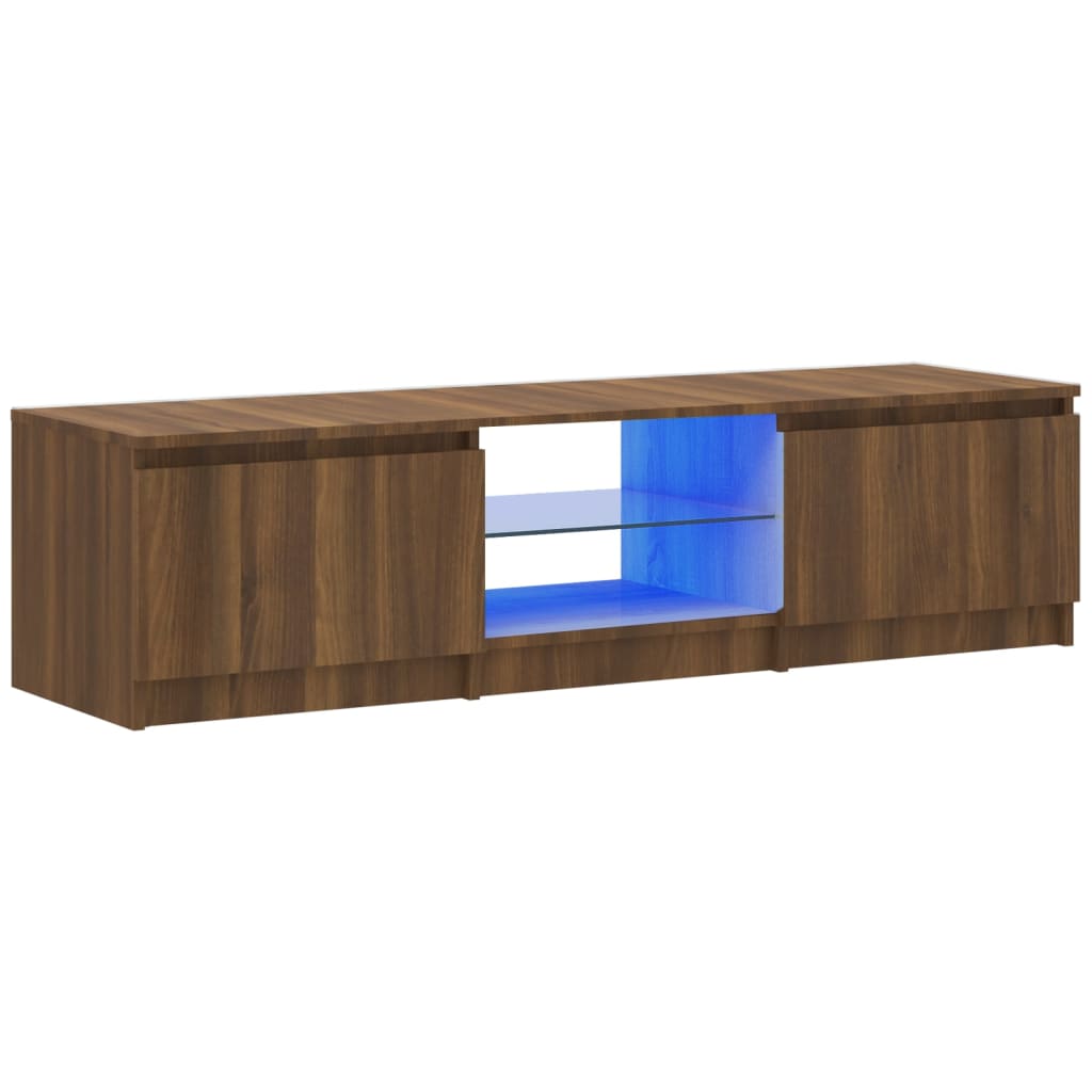 TV-taso LED-valoilla ruskea tammi 140x40x35,5 cm - Sisustajankoti.fi
