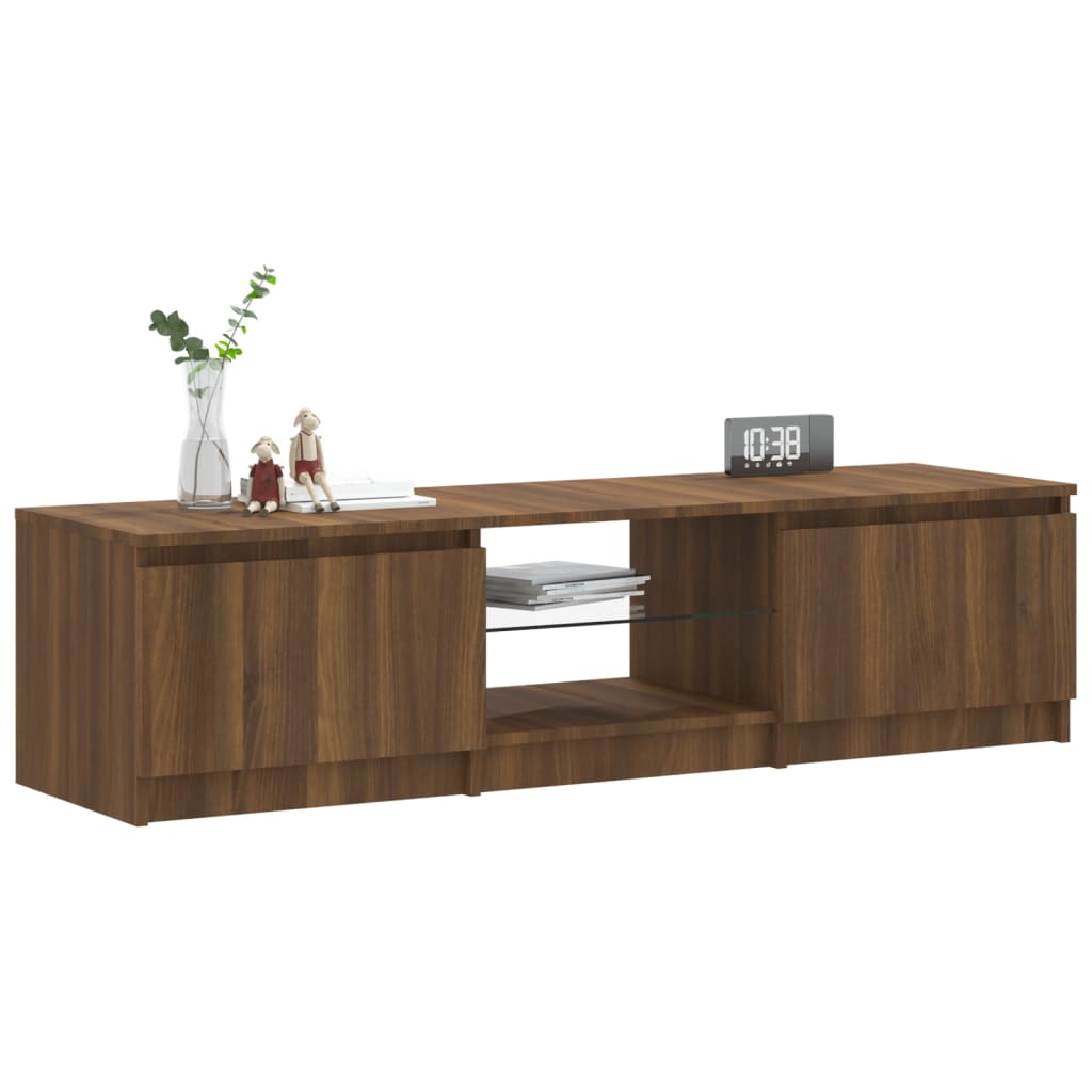 TV-taso LED-valoilla ruskea tammi 140x40x35,5 cm - Sisustajankoti.fi