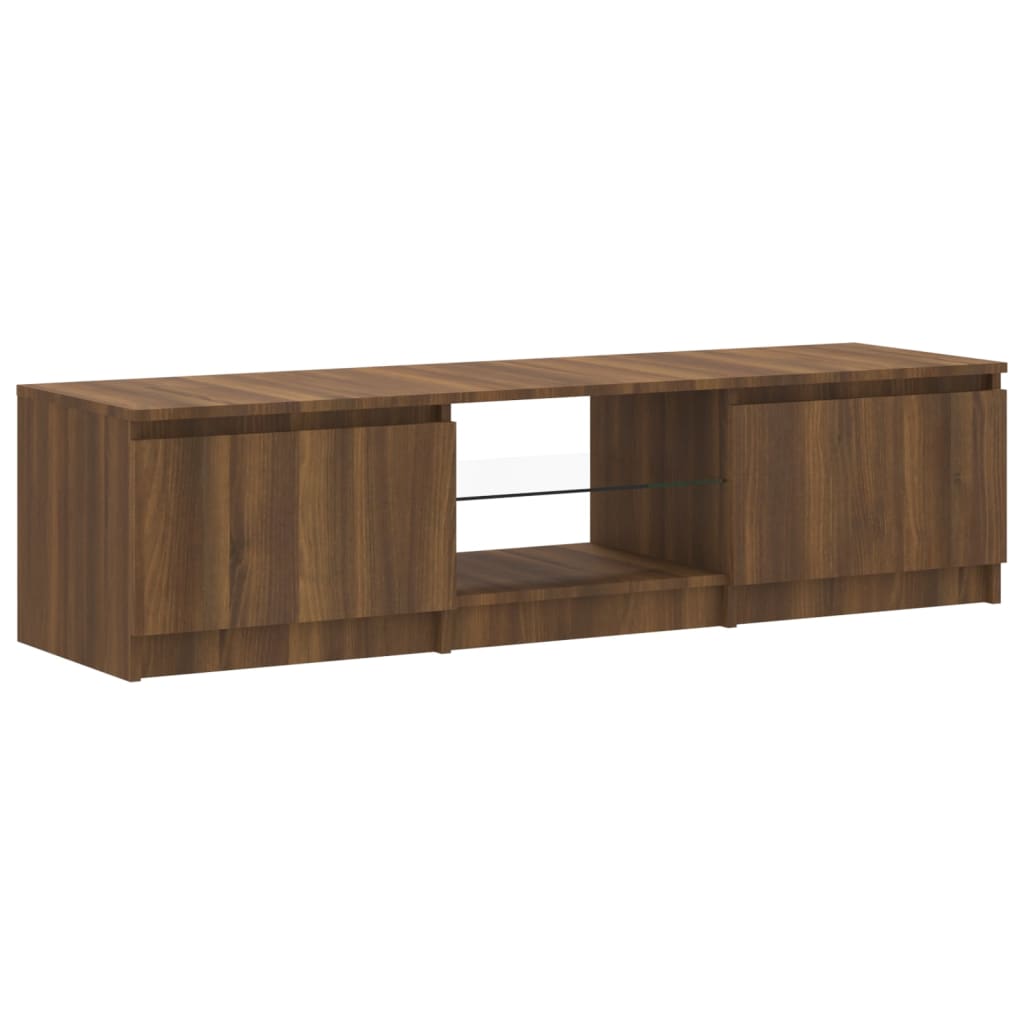 TV-taso LED-valoilla ruskea tammi 140x40x35,5 cm - Sisustajankoti.fi