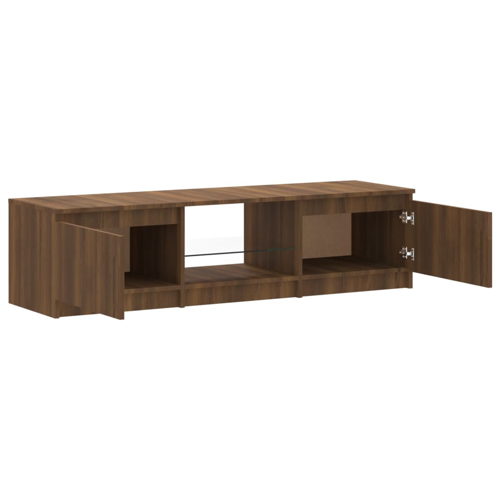 TV-taso LED-valoilla ruskea tammi 140x40x35,5 cm - Sisustajankoti.fi