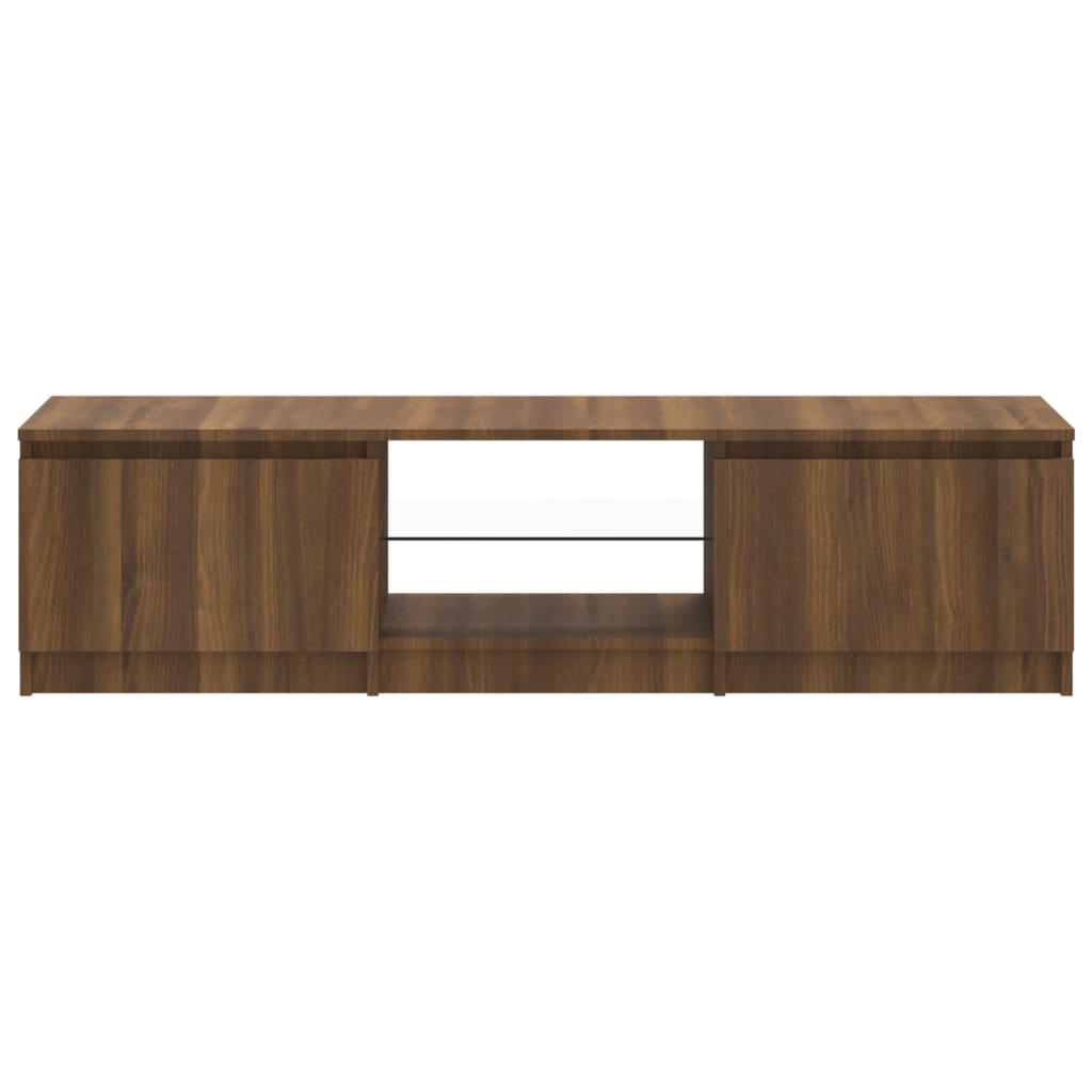 TV-taso LED-valoilla ruskea tammi 140x40x35,5 cm - Sisustajankoti.fi