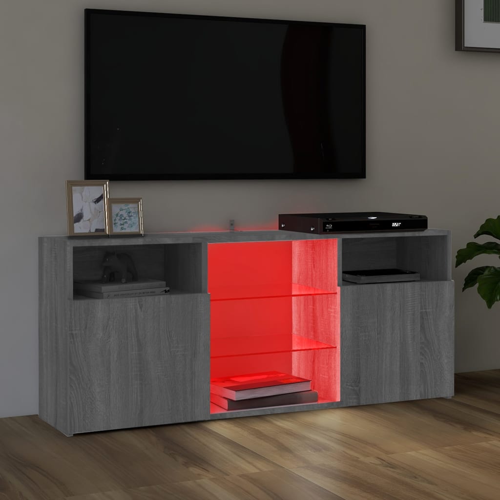 TV-taso LED-valoilla harmaa Sonoma 120x30x50 cm - Sisustajankoti.fi