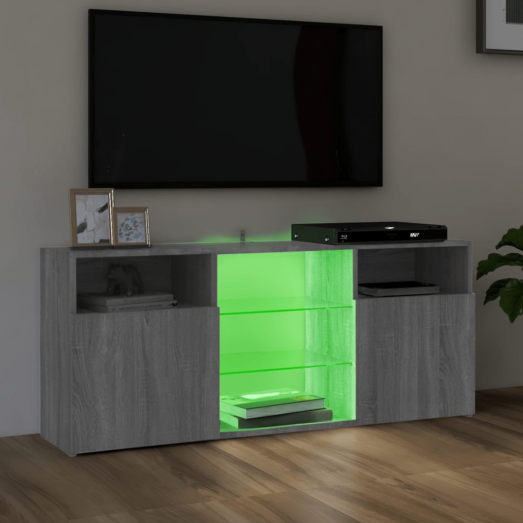 TV-taso LED-valoilla harmaa Sonoma 120x30x50 cm - Sisustajankoti.fi