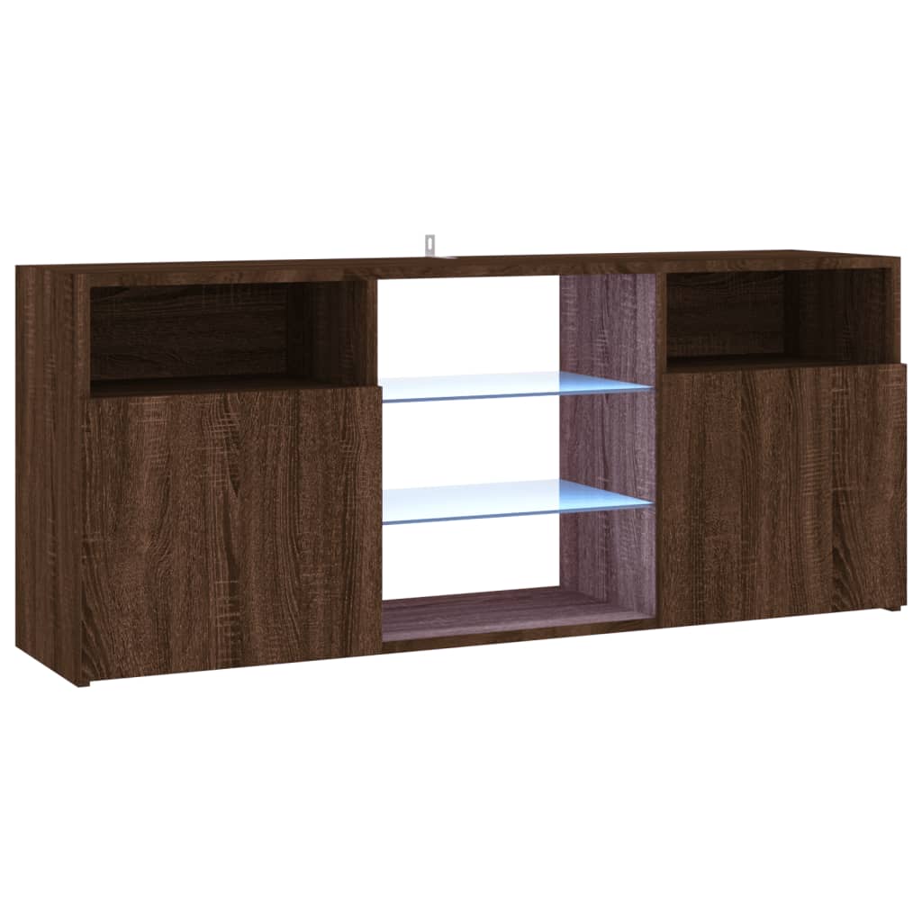 TV-taso LED-valoilla ruskea tammi 120x30x50 cm - Sisustajankoti.fi