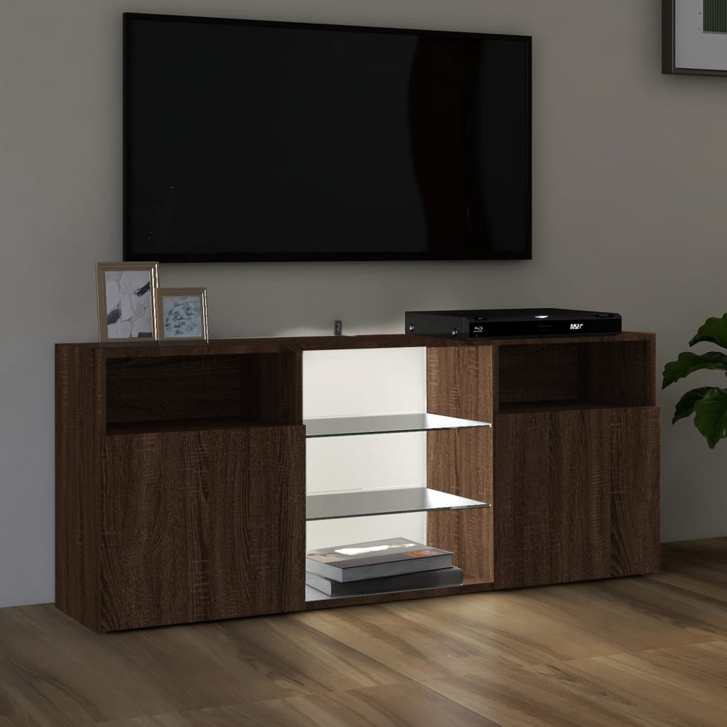 TV-taso LED-valoilla ruskea tammi 120x30x50 cm - Sisustajankoti.fi
