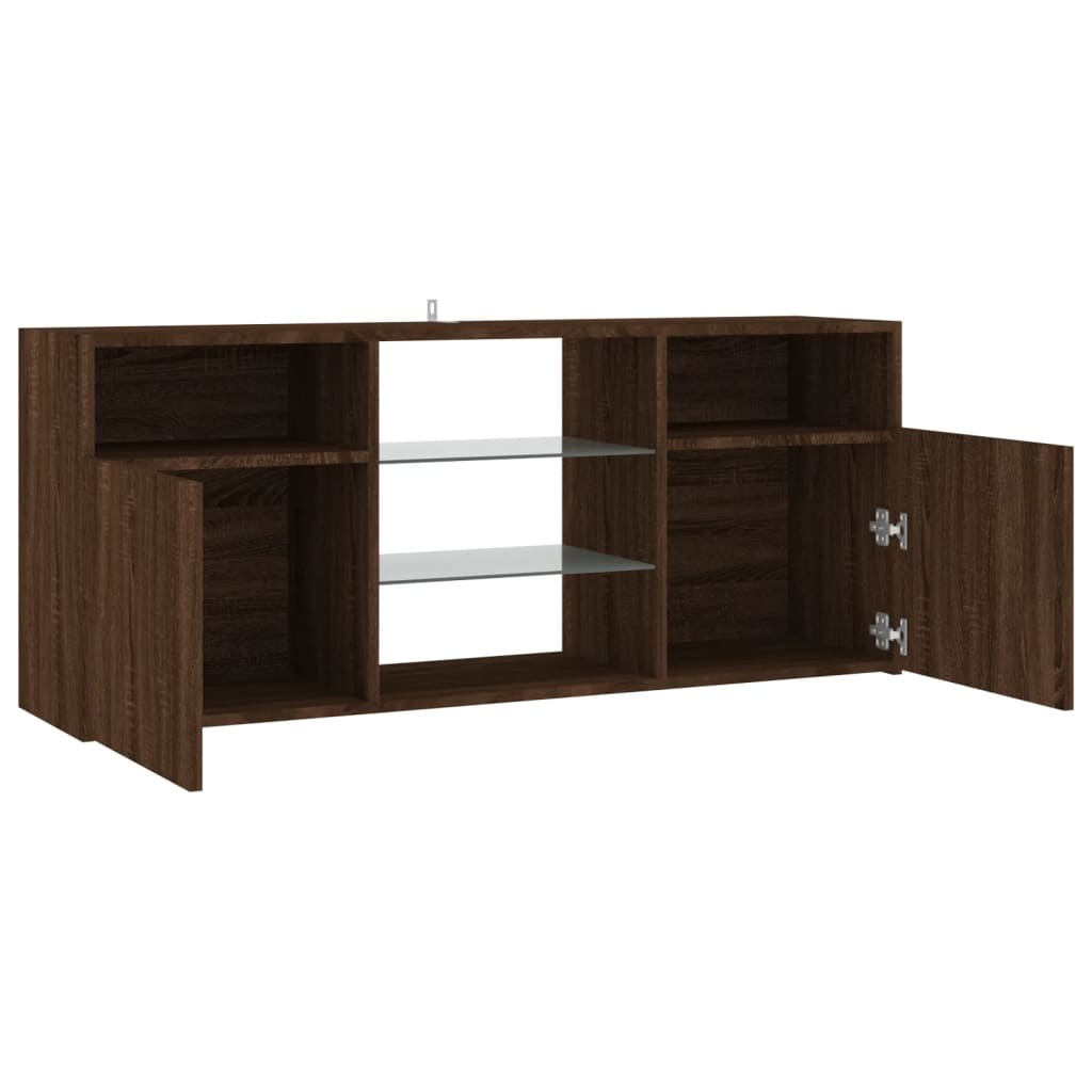 TV-taso LED-valoilla ruskea tammi 120x30x50 cm - Sisustajankoti.fi
