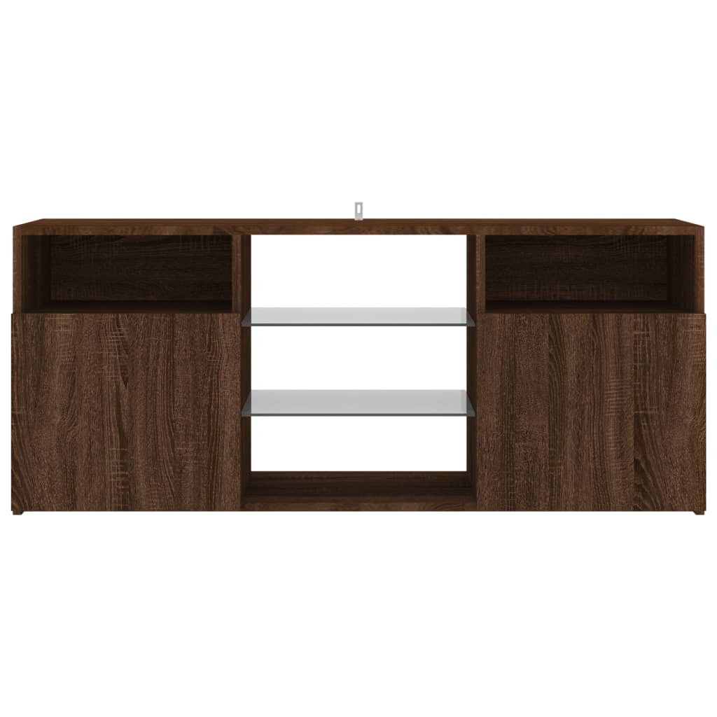 TV-taso LED-valoilla ruskea tammi 120x30x50 cm - Sisustajankoti.fi