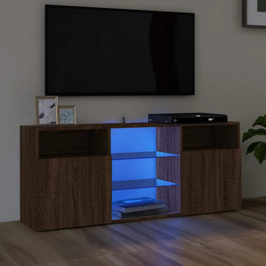 TV-taso LED-valoilla ruskea tammi 120x30x50 cm - Sisustajankoti.fi