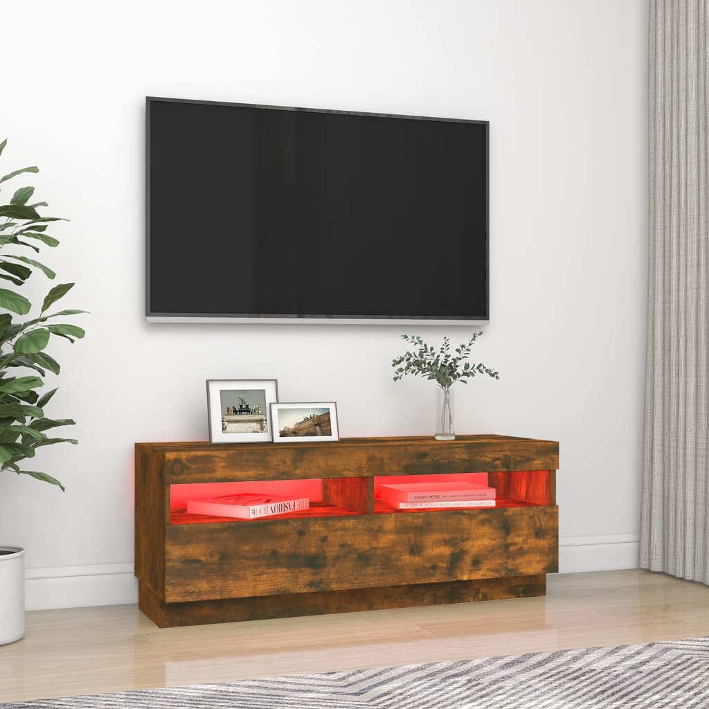TV-taso LED-valoilla savutammi 100x35x40 cm - Sisustajankoti.fi
