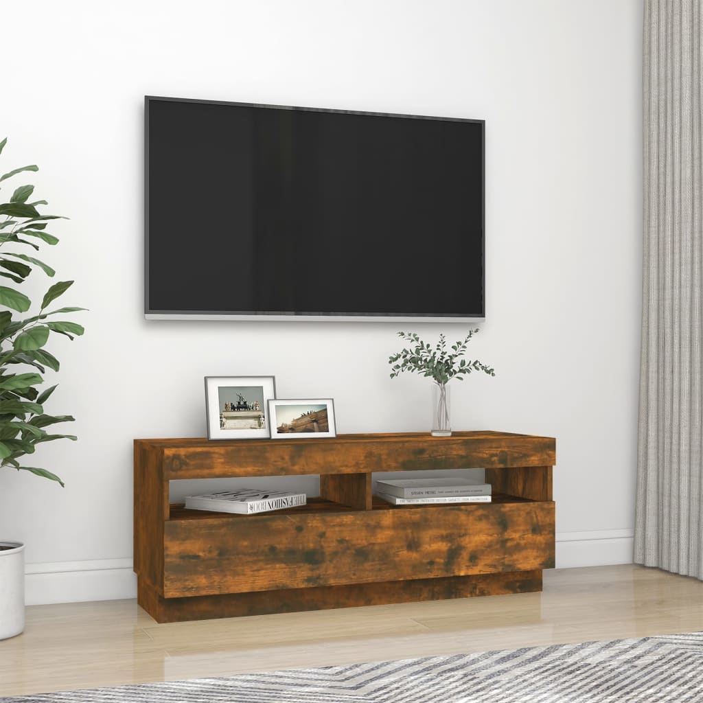 TV-taso LED-valoilla savutammi 100x35x40 cm - Sisustajankoti.fi