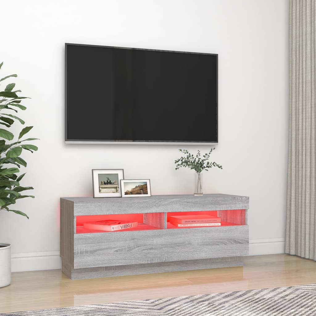TV-taso LED-valoilla harmaa Sonoma 100x35x40 cm - Sisustajankoti.fi